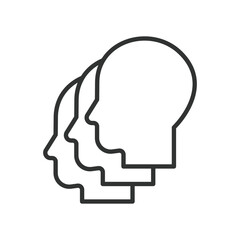 Multi personality, icon in line design. Multi personality, dissociative identity, split identity, inner conflict, psychological condition on white background vector. Multi personality, editable stroke