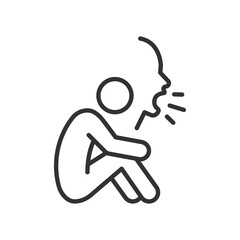 Fototapeta premium Emotional suppression, icon in line design. Emotional suppression, bottled feelings, inner conflict, emotional barrier, stress on white background vector. Emotional suppression, editable stroke icon