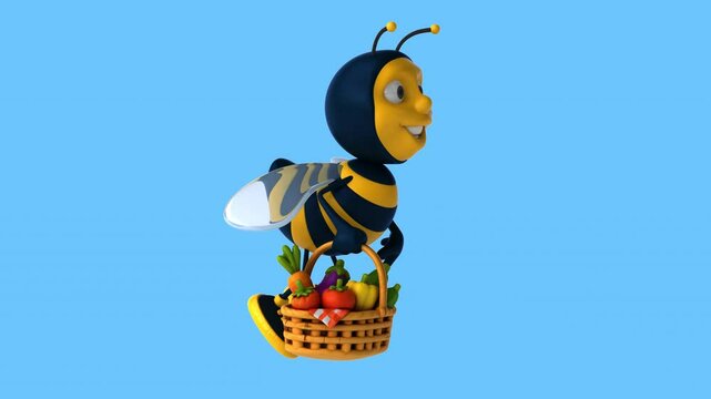 Fun 3D cartoon bee with vegetables (on alpha)