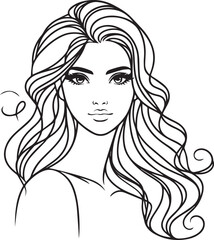 Elegant Black & White Beautiful Girls Vector Illustrations