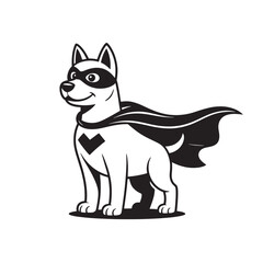 Super dog illustration in a superhero costume with a mask and a black cape smiling