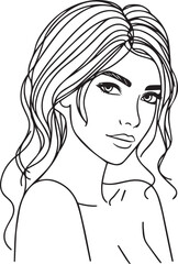 Elegant Black & White Beautiful Girls Vector Illustrations