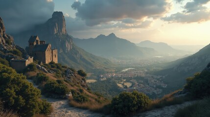 Cloudy dawn view of Malpais de la Corona's volcanic terrain in a panoramic shot.