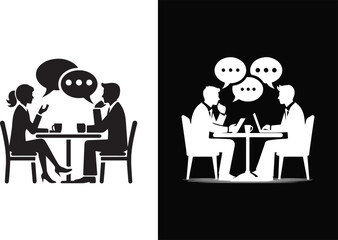 Chat Bubble and Discussion Icons Silhouette Vector Set