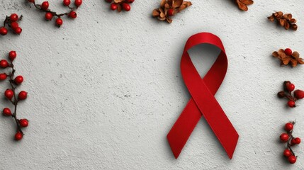 Red Awareness Ribbon: A Serene Minimalist Composition