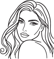 Elegant Black & White Beautiful Girls Vector Illustrations