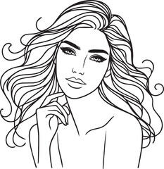 Elegant Black & White Beautiful Girls Vector Illustrations