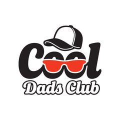 Cool Dads Club Retro Typography Design with Sunglasses and Cap – 1980s Vintage Style Vector