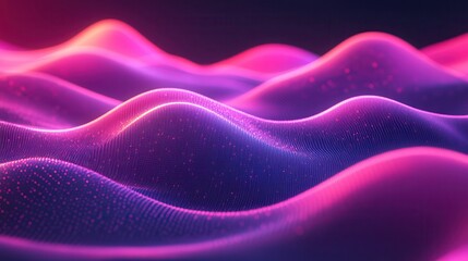 Obraz premium Abstract digital landscape with vibrant pink and purple waves