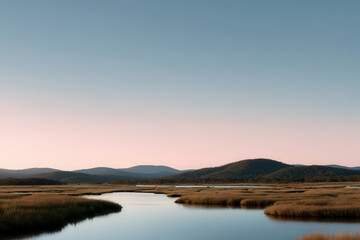 Fototapeta premium coastal wetland in australia at soft twilight viewed from above