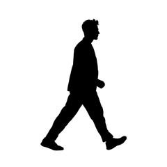 Silhouette of a walking man dressed in a suit – vector illustration