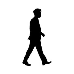 Silhouette of a walking man dressed in a suit – vector illustration