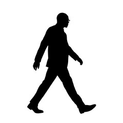 Silhouette of a walking man dressed in a suit – vector illustration