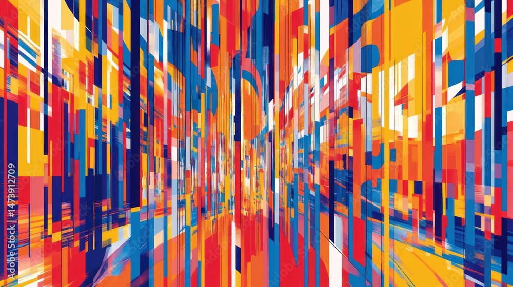 Wall mural colorful abstract digital art with vibrant and dynamic visual elements