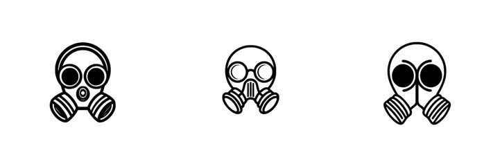 Vector illustration of gas mask icons featuring distinct designs for safety and protection purposes in various environments