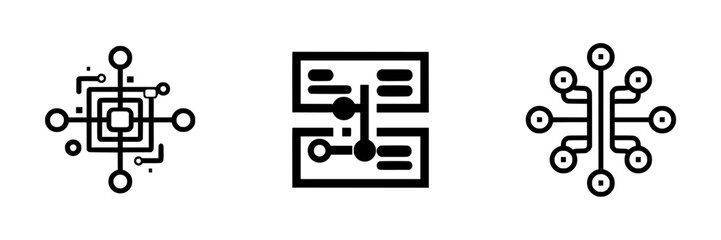 Modern vector illustration icons representing technology, communication, and digital functions in a simplified design