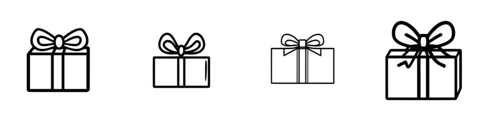 Vector illustrations of gift boxes with bows in various sizes for celebration and event planning