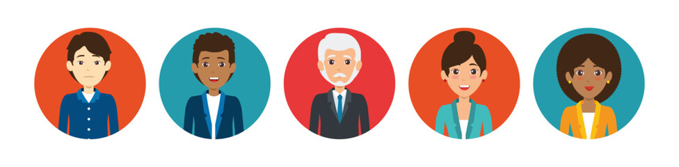 Color avatar icon. People faces avatars vector. Profile avatar symbol. Vector illustration eps 10