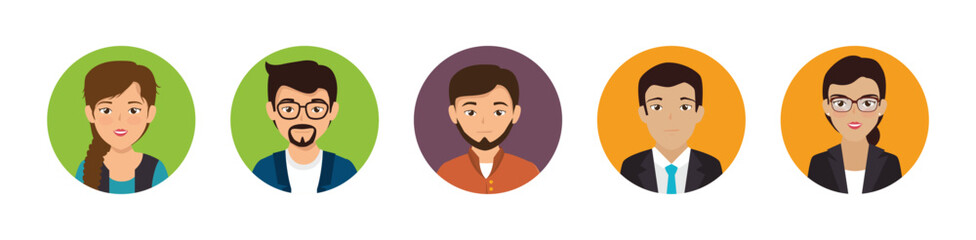 Color avatar icon. People faces avatars vector. Profile avatar symbol. Vector illustration eps 10