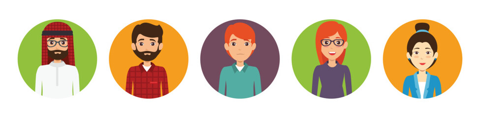 Color avatar icon. People faces avatars vector. Profile avatar symbol. Vector illustration eps 10