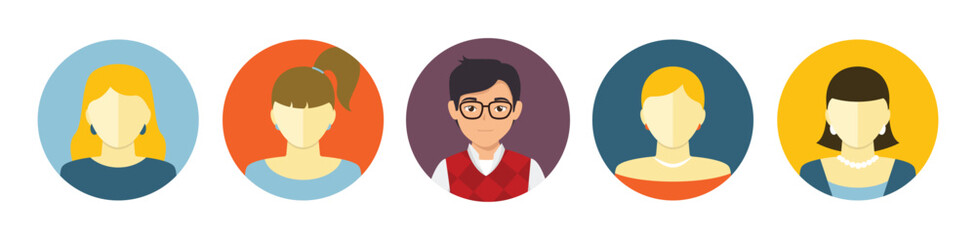 Color avatar icon. People faces avatars vector. Profile avatar symbol. Vector illustration eps 10