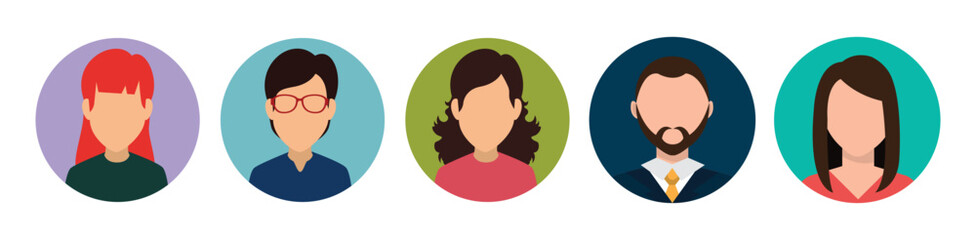 Color avatar icon. People faces avatars vector. Profile avatar symbol. Vector illustration eps 10