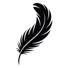 Obraz premium Phoenix Feather Silhouette, Vector, Illustration, Icon, Logo, White Background.