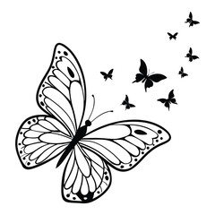 Butterfly silhouette vector, butterfly isolated on white butterflies silhouettes