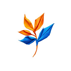 Obraz premium Abstract Origami Flower in Vibrant Orange and Blue on Transparent Background