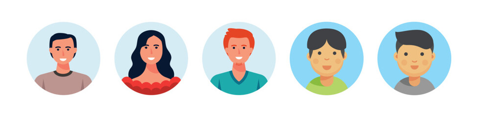 Business people avatar icon. Profile diverse empty faces for social network and applications. Vector abstract illustration eps 10