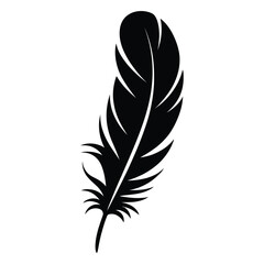 Obraz premium Symmetric Feather Silhouette, Vector, Illustration, Icon, Logo, White Background.