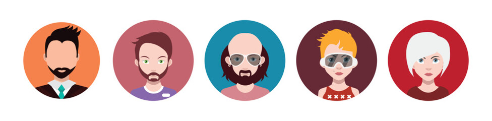 Business people avatar icon. Profile diverse empty faces for social network and applications. Vector abstract illustration eps 10