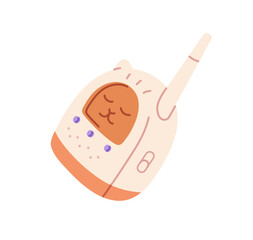 Cute baby monitor icon. Electronic device for babysitters, walkie talkie, radio nanny. Kids' care accessory, appliance for newborns, infants. Flat isolated vector illustration on white background