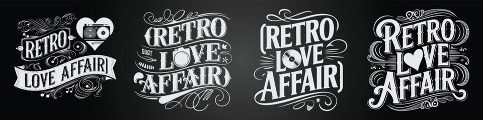 Retro Badge Label Design with Chalk Calligraphy