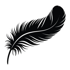 Obraz premium Watercolor Feather Silhouette, Vector, Illustration, Icon, Logo, White Background.