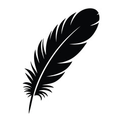 Obraz premium Web Design Feather Silhouette, Vector, Illustration, Icon, Logo, White Background.