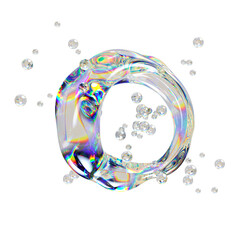 3D abstract glass shape with transparent surface, iridescent glow, fluid reflections, and colorful bubble form. Perfect for modern digital design, render, or futuristic background.