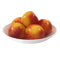 Nectarines on a plate sketch isolated transparent background 3d rendering
