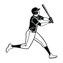 Minimalist Baseball Athlete Silhouette Clipart Vector Illustration