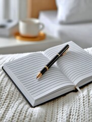 Notebook and Pen Resting on Soft Fabric Perfect for Planning and Creativity