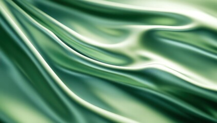 Obraz premium Flowing, smooth, emerald green fabric drapes elegantly. A close-up view showcases the luxurious folds and sheen