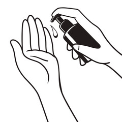 Obraz premium Applying lotion to hand in vector illustration