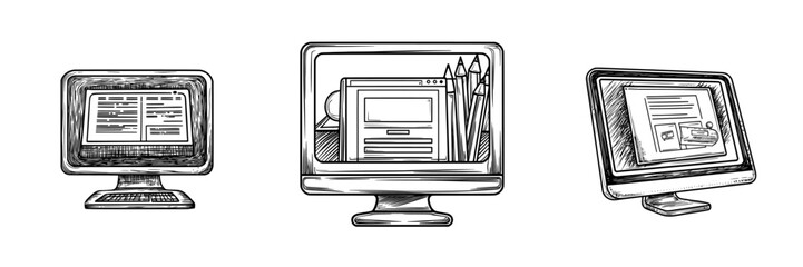 A modern icon for web design, depicted as a simple line browser window, is available as a symbol or logo illustration with pixel perfect graphics