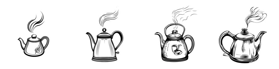 Modern tea kettle icon represented as a solid flat sign and pictogram isolated on a white background as a logo illustration