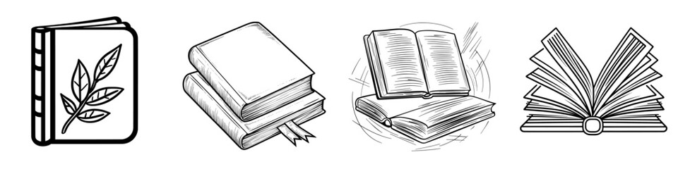 A modern ebook icon is represented as a linear outline sign, isolated on a white background, embodying a symbol for electronic book readers through a stylized logo illustration with editable strokes