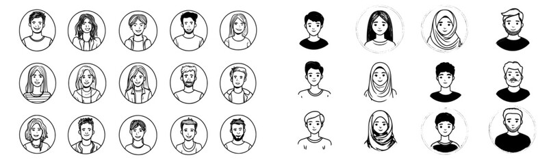 set of black and white vector icons