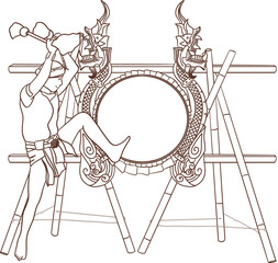 Giant Blessing Drum (Klong Sabad Chai) with performance clipart
