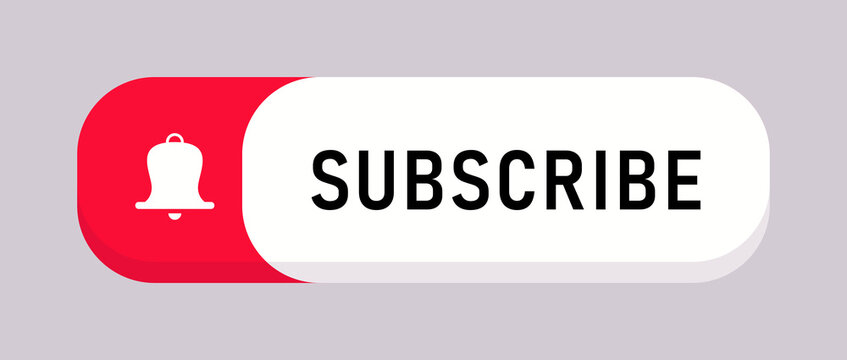 Subscribe button with bell. Subscribe to video channel. Button red white black subscriptions for social media. Web buttons for promotion and marketing. Vector illustration.