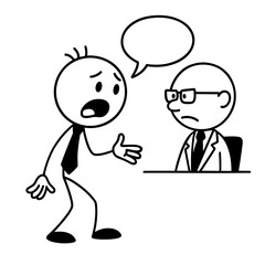 Naklejka premium Businessman emotionally explaining problem to boss