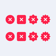 Eight red buttons with white xs.